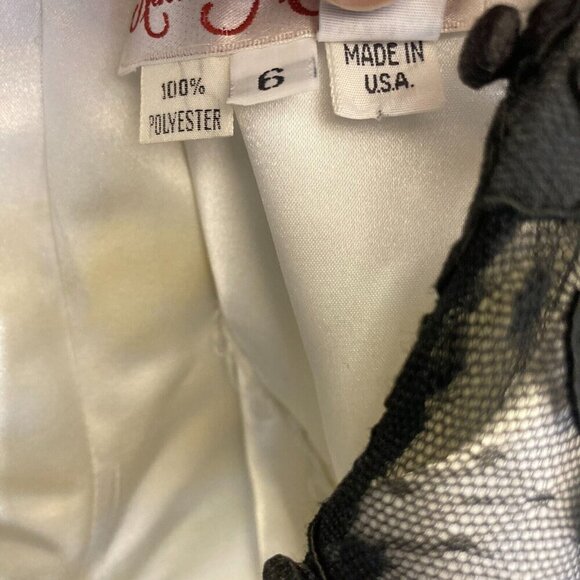 Rina diMontella Lace Satin Dress Womens Size 6 Black Ivory Knee Prom Hoco Formal - Picture 16 of 16